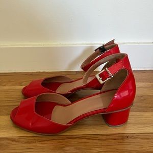 Rachel Comey red patten leather peep toes size 9.5